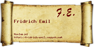 Fridrich Emil névjegykártya